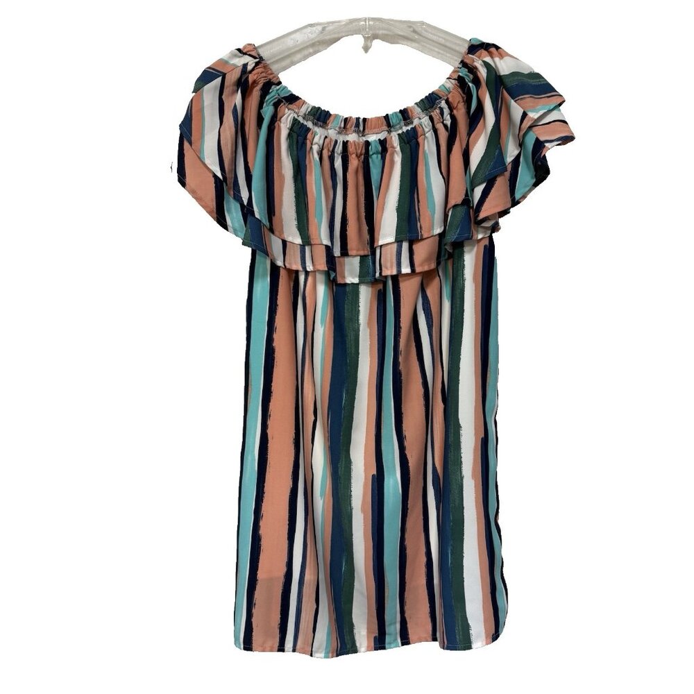 Lost + Wander Womens Medium M Dress Striped Off Shoulder Shift Lined Flowy